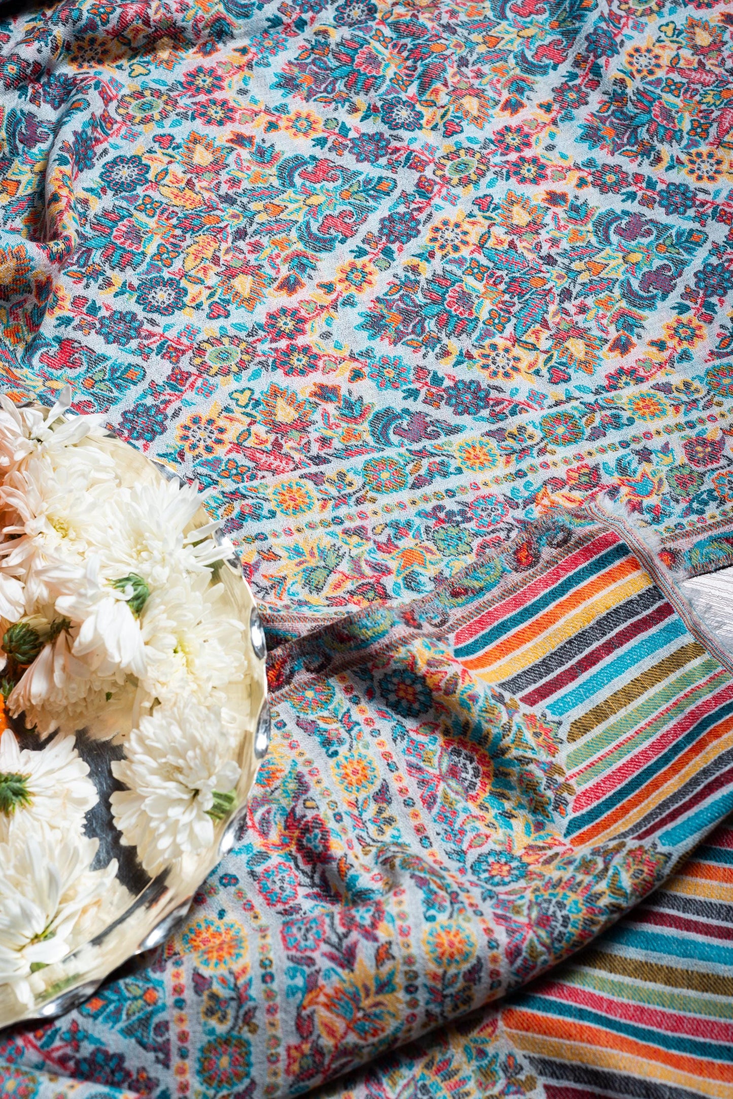 Baby Cashmere Shawl – Traditional Floral Embroidery - Maison Makalu