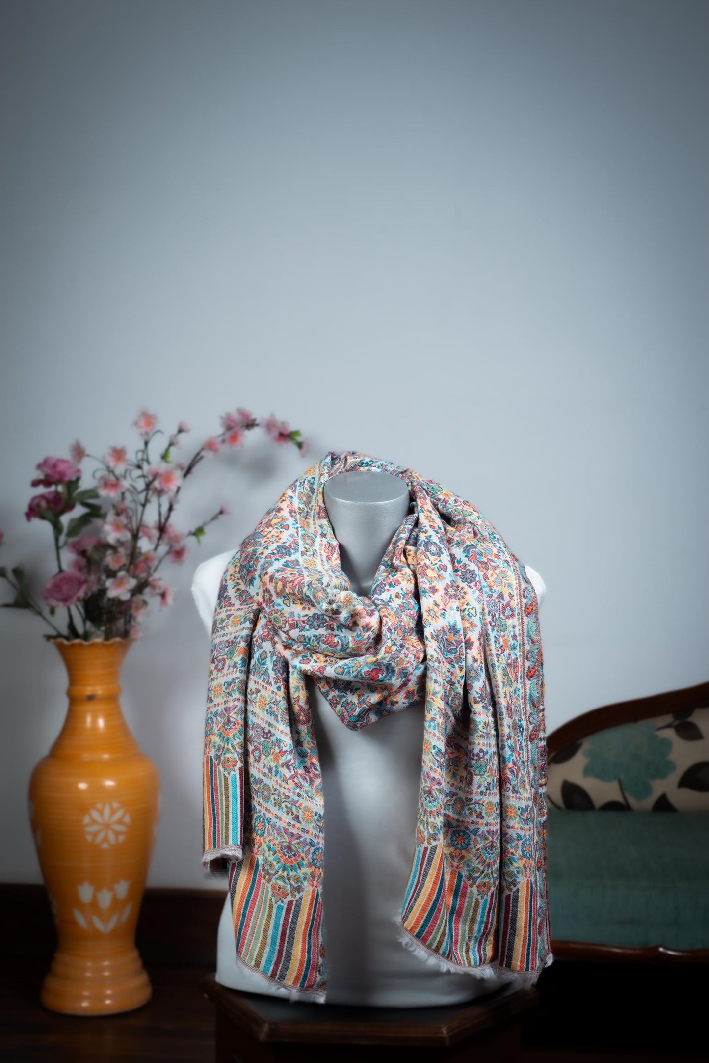 Baby Cashmere Shawl – Traditional Floral Embroidery - Maison Makalu