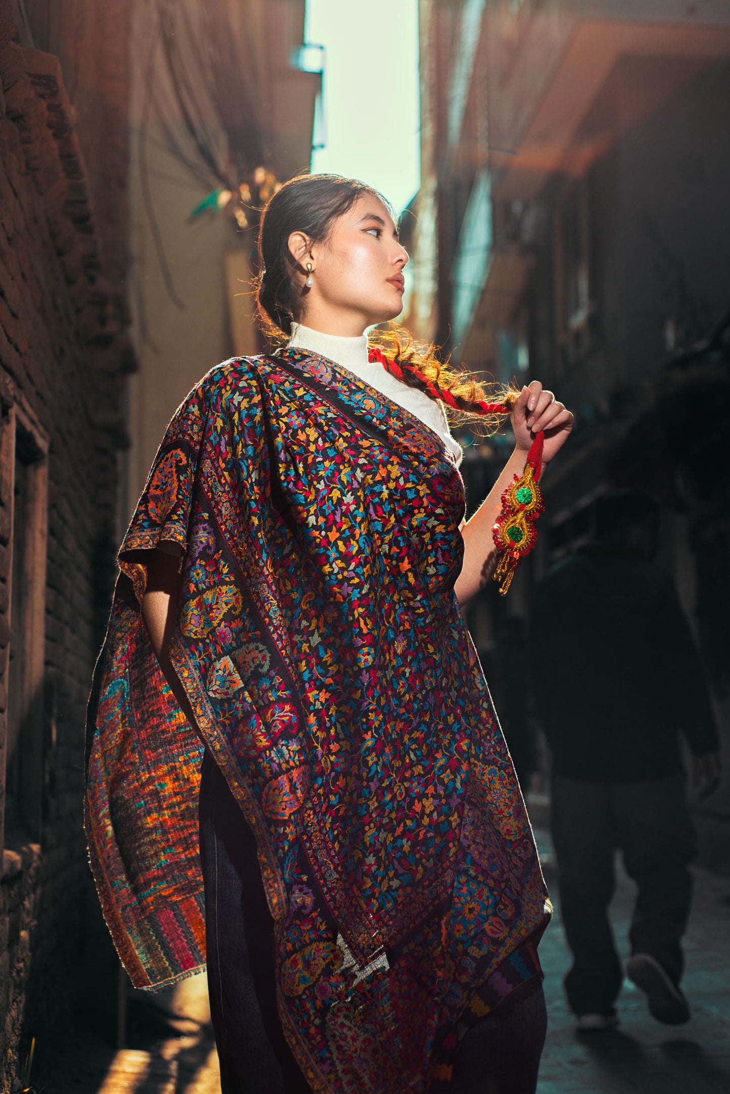 Baby Cashmere Shawl – Jewel‑Tone Floral Mosaic - Maison Makalu