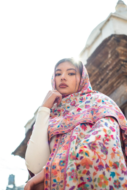 Baby Cashmere Shawl – Garden Bloom - Maison Makalu