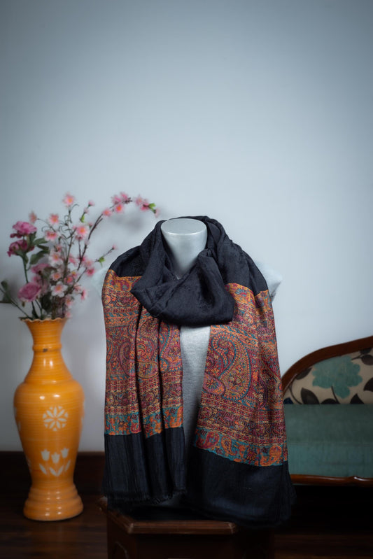 Pashmina Shawl – Black Antique Paisley - Maison Makalu