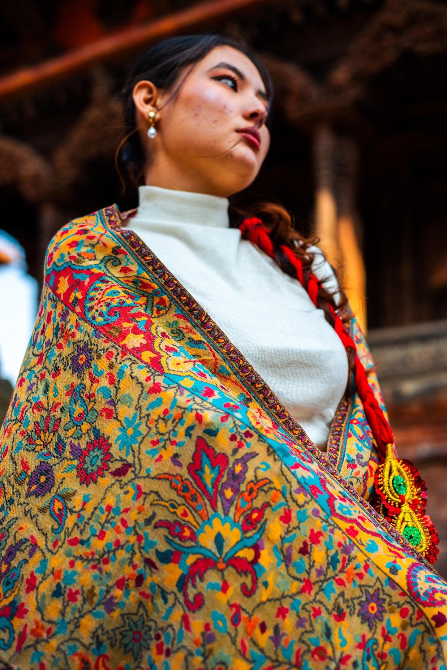 Baby Cashmere Shawl – Golden Marigold Floral - Maison Makalu